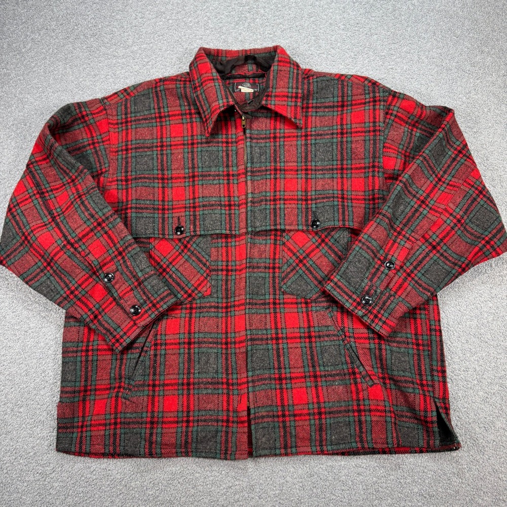 Vintage Johnson Woolen Mills Jacket Men's 20 Red Buffalo Plaid Hunting Outdoor